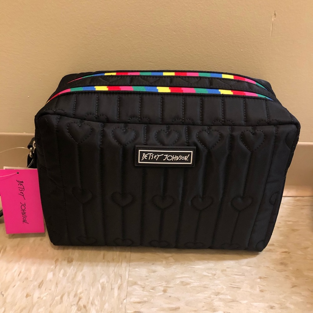 Betsey Johnson Embroidered Double Zip Cosmetic